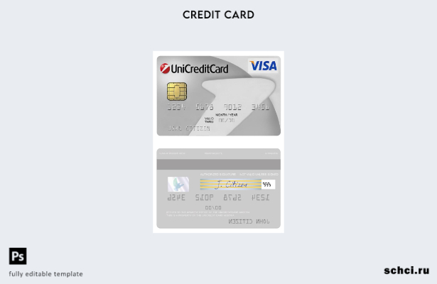 цифровая загрузка шаблон карты Austria UniCredit Visa Classic